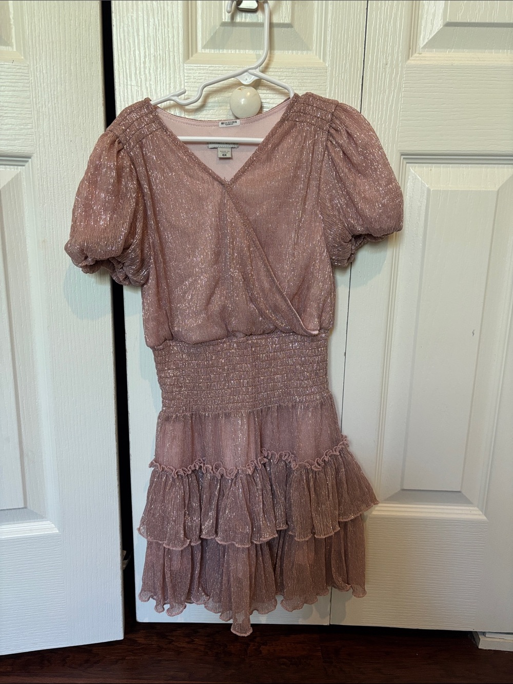 Habitual Girls Dusty Rose Shimmer Tiered Dress